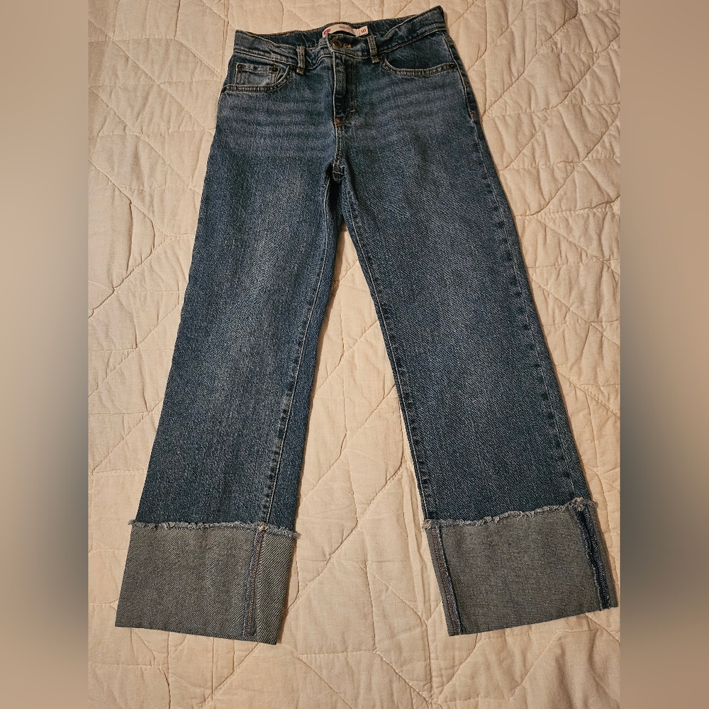 Levi's Blue Wide Leg Cuffed Jeans